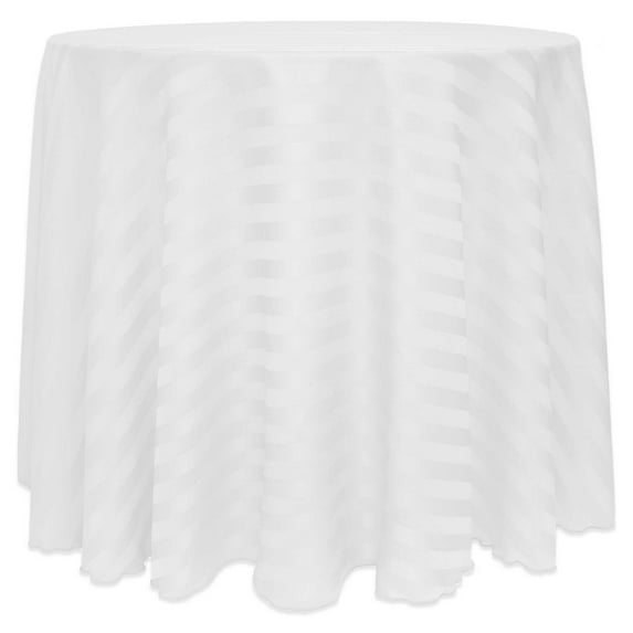 Ultimate Textile (10 Pack) Satin-Stripe 114-Inch Round Tablecloth - for Wedding and Catering, Hotel or Home Dining use, White
