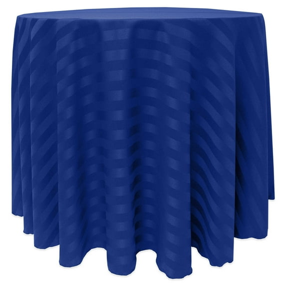Ultimate Textile (10 Pack) Satin-Stripe 120-Inch Round Tablecloth - for Wedding and Catering, Hotel or Home Dining use, Royal Blue