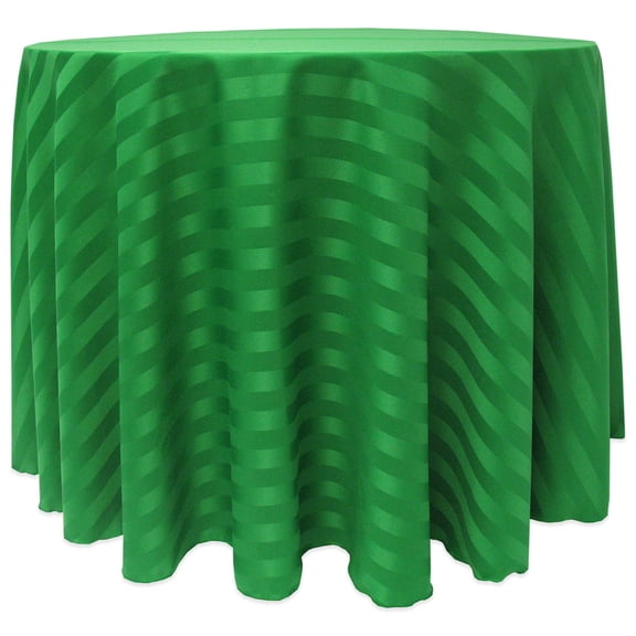 Ultimate Textile (10 Pack) Satin-Stripe 60-Inch Round Tablecloth - for Wedding and Catering, Hotel or Home Dining use, Emerald Green