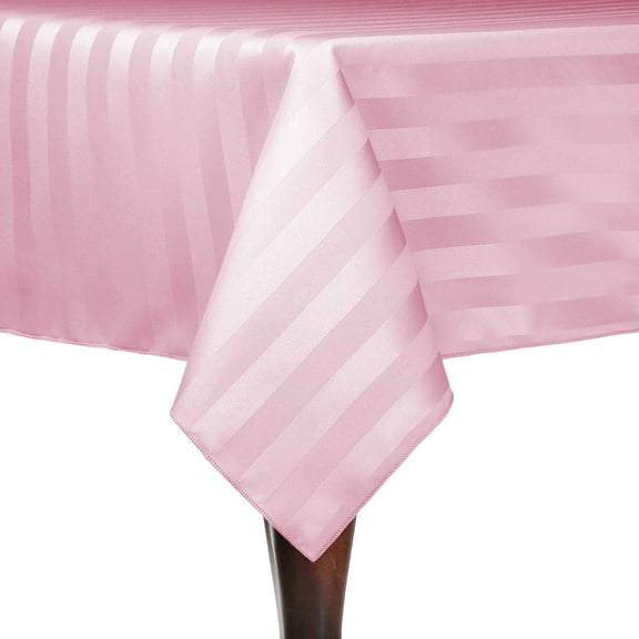 Ultimate Textile (10 Pack) Satin-Stripe 60 x 108-Inch Rectangular Tablecloth - for Wedding and Catering, Hotel or Home Dining use, Light Pink