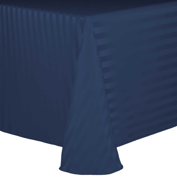 Ultimate Textile (10 Pack) Satin-Stripe 60 x 120-Inch Oval Tablecloth - for Home Dining Tables, Lagoon Blue