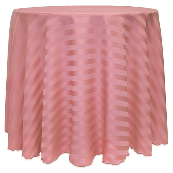 Ultimate Textile (10 Pack) Satin-Stripe 84-Inch Round Tablecloth - for Wedding and Catering, Hotel or Home Dining use, Dusty Rose Pink