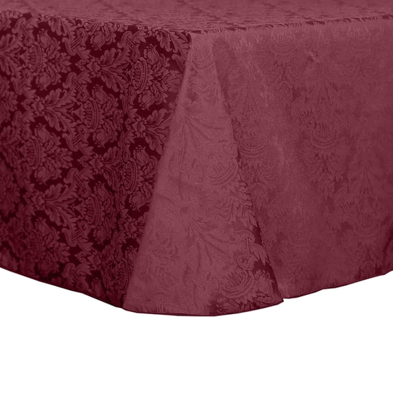 Ultimate Textile (10 Pack) Saxony 108 x 156-Inch Rectangular Damask Tablecloth - Jacquard Weave Emblem Crest Design, Dark Red