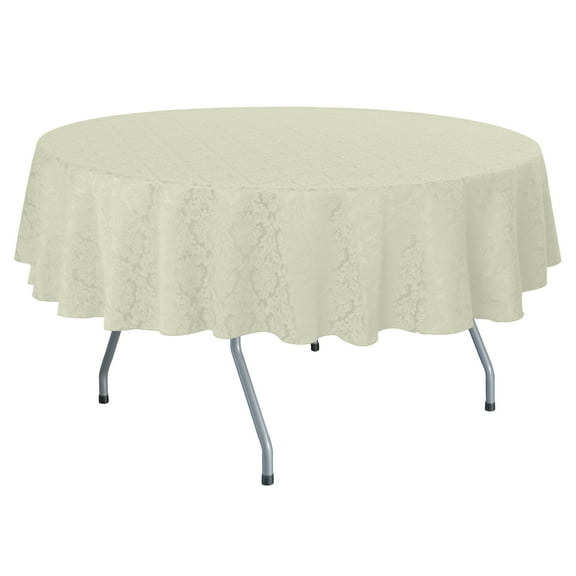 Ultimate Textile (10 Pack) Saxony 114-Inch Round Damask Tablecloth - Jacquard Weave Emblem Crest Design, Ivory Cream