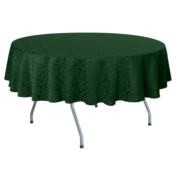 Ultimate Textile (10 Pack) Saxony 60-Inch Round Damask Tablecloth - Jacquard Weave Emblem Crest Design, Hunter Green