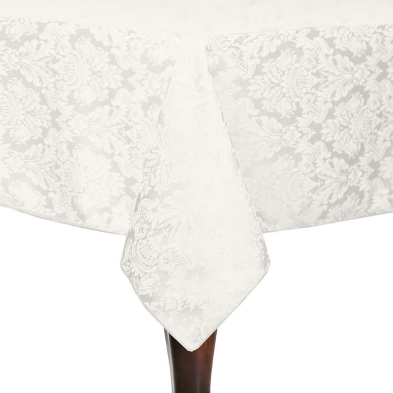 Ultimate Textile (10 Pack) Saxony 60 x 90-Inch Rectangular Damask Tablecloth - Jacquard Weave Emblem Crest Design, White