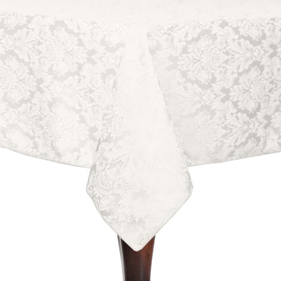 Ultimate Textile (10 Pack) Saxony 84 x 84-Inch Square Damask Tablecloth - Jacquard Weave Emblem Crest Design, White