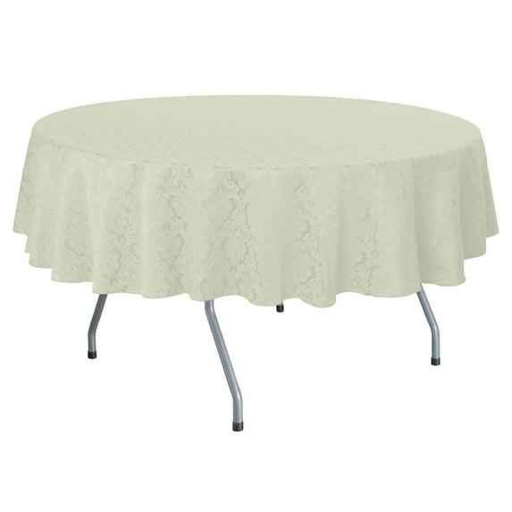 Ultimate Textile (10 Pack) Saxony 90-Inch Round Damask Tablecloth - Jacquard Weave Emblem Crest Design, Ivory Cream