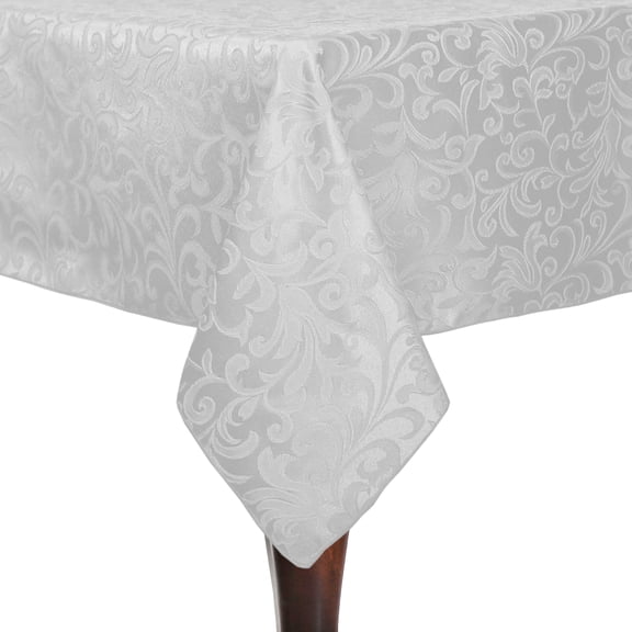 Ultimate Textile (10 Pack) Somerset 54 x 96-Inch Rectangular Damask Tablecloth - Jacquard Weave Scroll Design, White