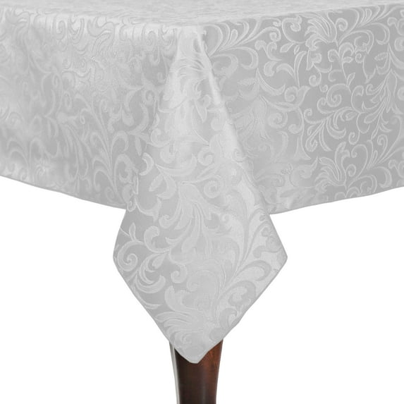 Ultimate Textile (10 Pack) Somerset 70 x 144-Inch Rectangular Damask Tablecloth - Jacquard Weave Scroll Design, White