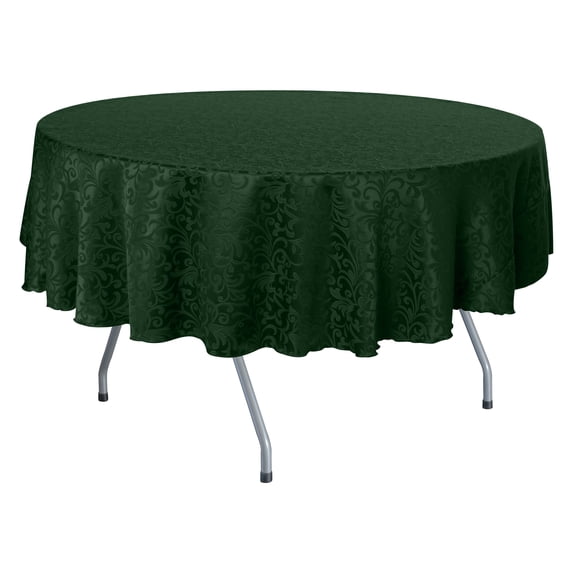 Ultimate Textile (10 Pack) Somerset 72-Inch Round Damask Tablecloth - Jacquard Weave Scroll Design, Hunter Green