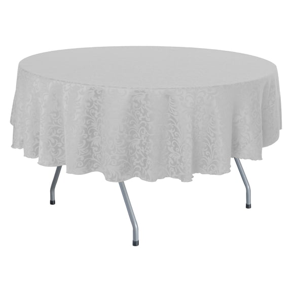 Ultimate Textile (10 Pack) Somerset 72-Inch Round Damask Tablecloth - Jacquard Weave Scroll Design, White