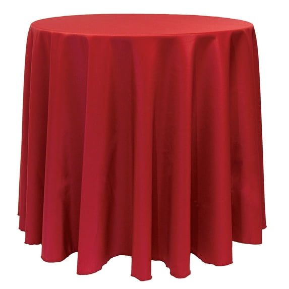 Ultimate Textile 114-Inch Round Polyester Linen Tablecloth Holiday Red
