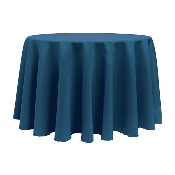 Ultimate Textile 114-Inch Round Polyester Linen Tablecloth Lagoon Blue