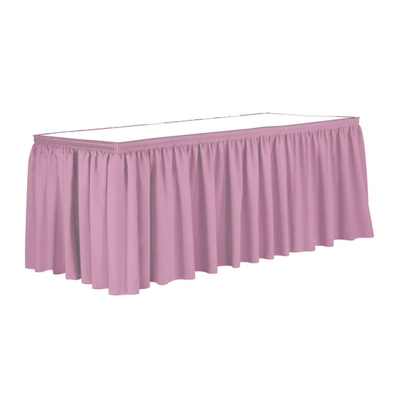 Ultimate Textile 14 ft. Shirred Pleat Polyester Table Skirt - 36" Counter Serving Height, Pink Balloon