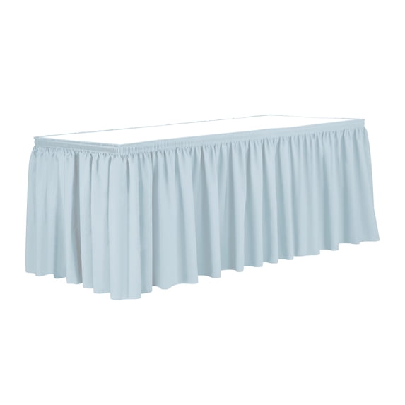 Ultimate Textile 14 ft. Shirred Pleat Polyester Table Skirt - 42" Bar Height, Ice Blue
