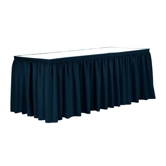Ultimate Textile 14 ft. Shirred Pleat Polyester Table Skirt - 42" Bar Height, Lagoon Blue