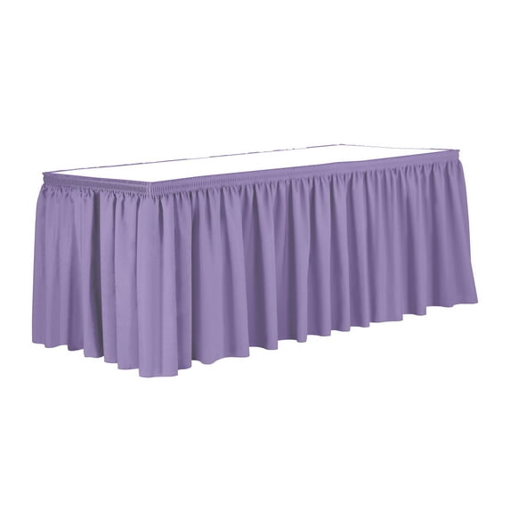 Ultimate Textile 14 ft. Shirred Pleat Polyester Table Skirt - 42" Bar Height, Lilac Light Purple