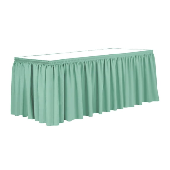Ultimate Textile 14 ft. Shirred Pleat Polyester Table Skirt - 42" Bar Height, Mint Light Green