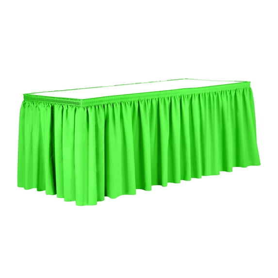 Ultimate Textile 14 ft. Shirred Pleat Polyester Table Skirt - 42" Bar Height, Neon Green