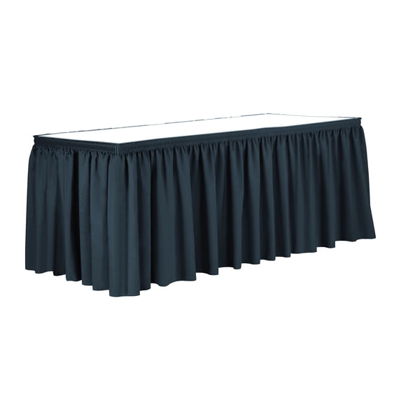 Ultimate Textile 14 ft. Shirred Pleat Polyester Table Skirt Wedgewood Blue