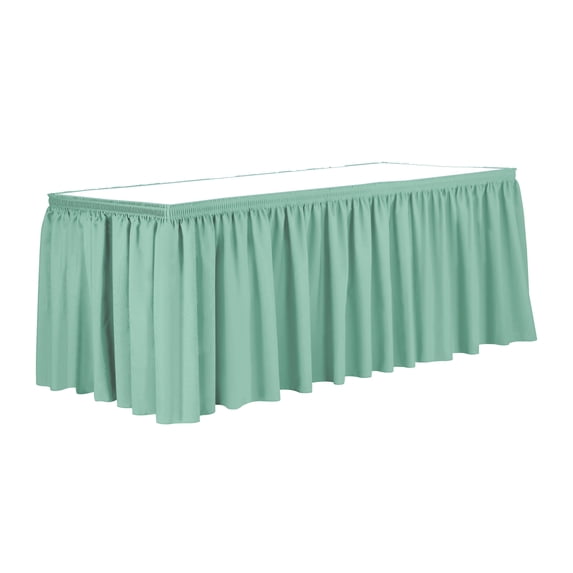 Ultimate Textile 17 ft. Shirred Pleat Polyester Table Skirt - 36" Counter Serving Height, Mint Light Green