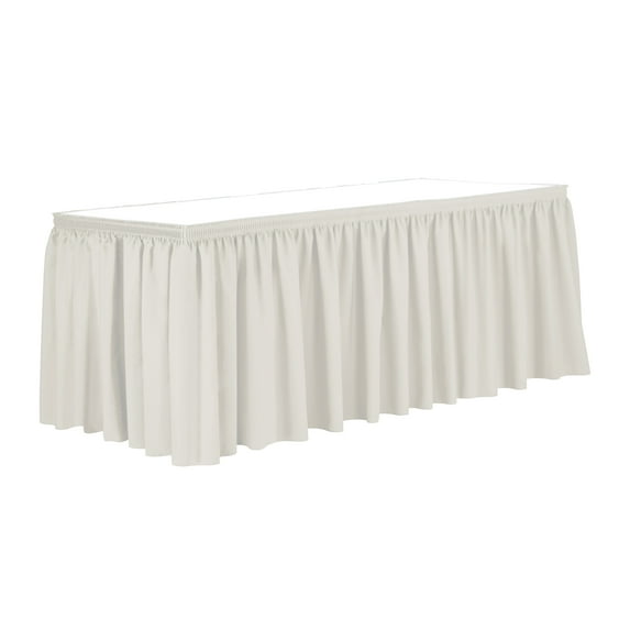 Ultimate Textile 17 ft. Shirred Pleat Polyester Table Skirt - 36" Counter Serving Height, Oyster