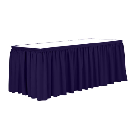 Ultimate Textile 17 ft. Shirred Pleat Polyester Table Skirt - 36" Counter Serving Height, Purple