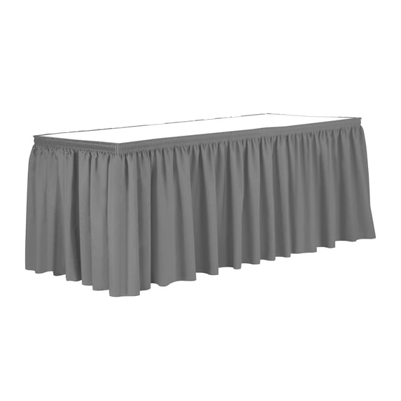 Ultimate Textile 17 ft. Shirred Pleat Polyester Table Skirt - 36" Counter Serving Height, Silver