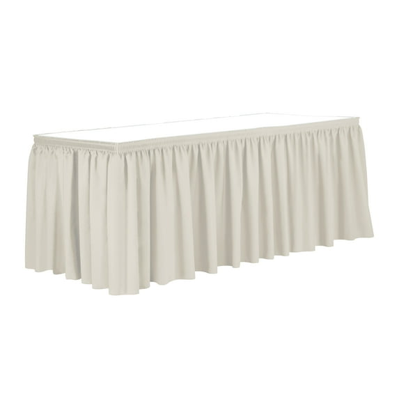 Ultimate Textile 17 ft. Shirred Pleat Polyester Table Skirt - 42" Bar Height, Ivory Cream