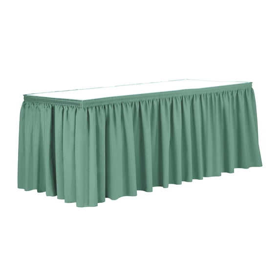 Ultimate Textile 17 ft. Shirred Pleat Polyester Table Skirt - 42" Bar Height, Seamist Light Green