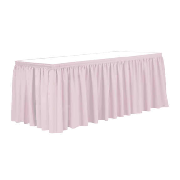 Ultimate Textile 17 ft. Shirred Pleat Polyester Table Skirt Blush Ice Pink