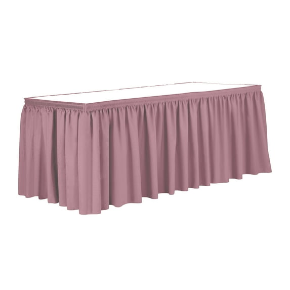 Ultimate Textile 17 ft. Shirred Pleat Polyester Table Skirt Dusty Rose Pink