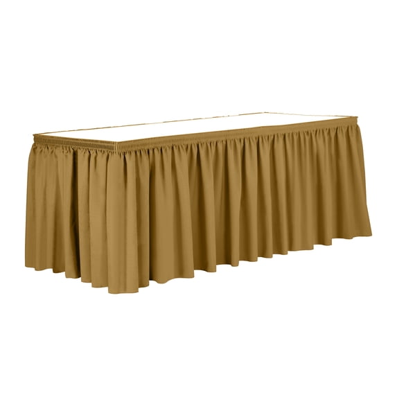 Ultimate Textile 17 ft. Shirred Pleat Polyester Table Skirt Gold