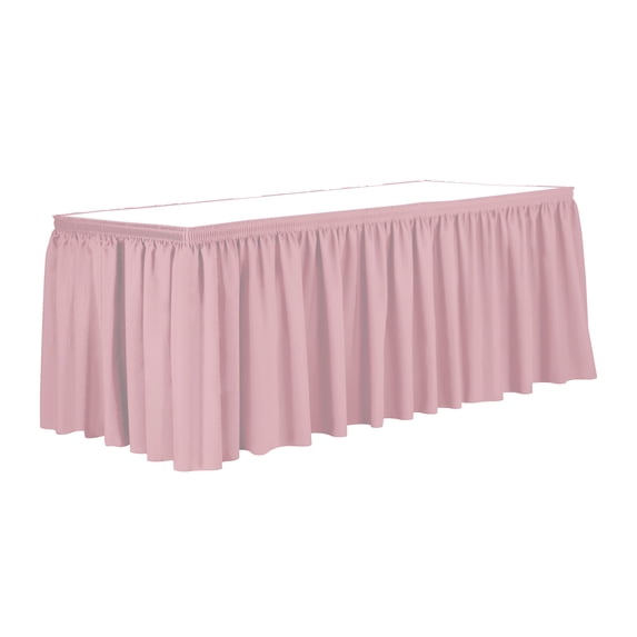 Ultimate Textile 17 ft. Shirred Pleat Polyester Table Skirt Light Pink
