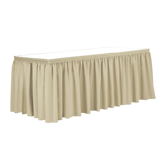 Ultimate Textile 17 ft. Shirred Pleat Polyester Table Skirt Tan Beige