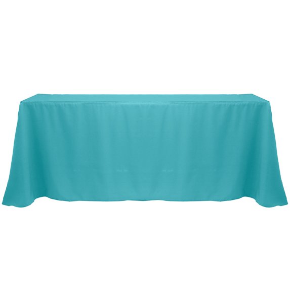 Ultimate Textile (2 Pack) 108 x 132-Inch Rectangular Polyester Linen Tablecloth with Rounded Corners - for Wedding, Restaurant or Banquet use, Turquoise Blue