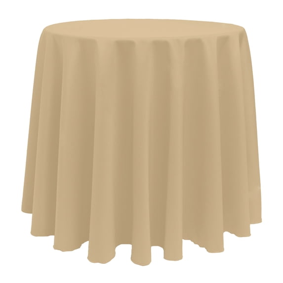 Ultimate Textile (2 Pack) 114-Inch Round Polyester Linen Tablecloth - for Wedding, Restaurant or Banquet use, Camel Light Brown