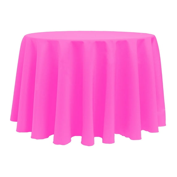 Ultimate Textile (2 Pack) 114-Inch Round Polyester Linen Tablecloth - for Wedding, Restaurant or Banquet use, Neon Pink