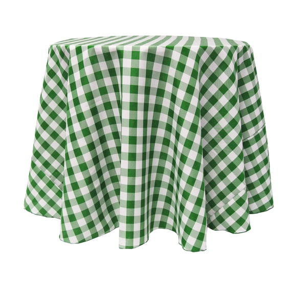 Ultimate Textile (2 Pack) 120-Inch Round Polyester Gingham Checkered Tablecloth - for Picnic, Outdoor or Indoor Party use, Moss and White