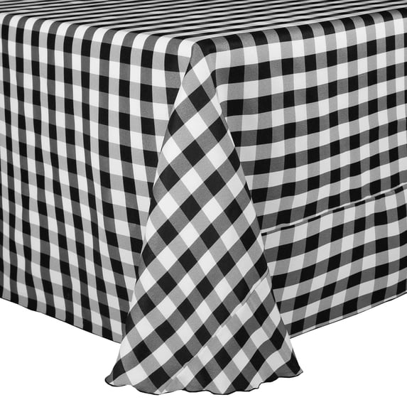 Ultimate Textile (2 Pack) 120 x 120-Inch Square Polyester Gingham Checkered Tablecloth - for Picnic, Outdoor or Indoor Party use, Black and White