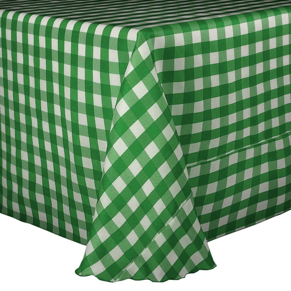 Ultimate Textile (2 Pack) 120 x 120-Inch Square Polyester Gingham Checkered Tablecloth - for Picnic, Outdoor or Indoor Party use, Moss and White