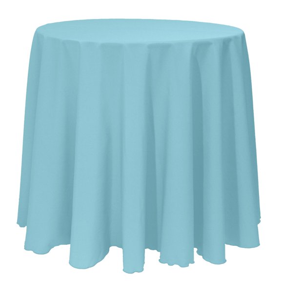 Ultimate Textile (2 Pack) 132-Inch Round Polyester Linen Tablecloth - for Wedding, Restaurant or Banquet use, Turquoise Blue