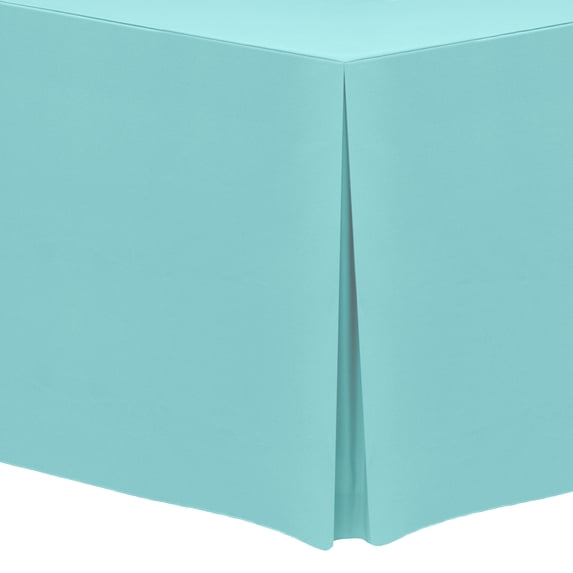Ultimate Textile (2 Pack) 4 ft. Fitted Polyester Tablecloth - for 18 x 48-Inch Classroom and Folding Rectangle Tables 36" High, Aqua Blue