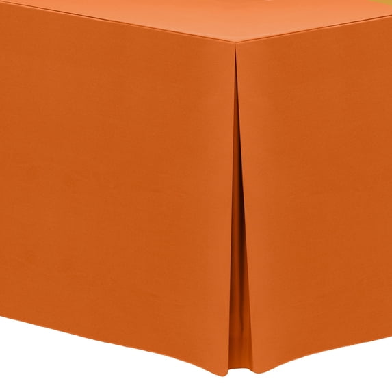 Ultimate Textile (2 Pack) 4 ft. Fitted Polyester Tablecloth - for 24 x 48-Inch Banquet and Folding Rectangular Tables - 42" High, Orange