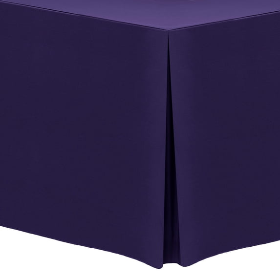 Ultimate Textile (2 Pack) 4 ft. Fitted Polyester Tablecloth - for 30 x 48-Inch Banquet and Folding Rectangular Tables - 42" High, Purple