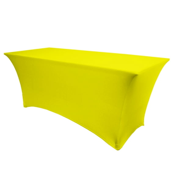 Ultimate Textile (2 Pack) 4 ft. Fitted Spandex Table Cover - for 24 x 48-Inch Banquet and Folding Rectangular Tables 36" High, Neon Yellow