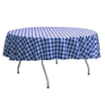 thumbnail image 1 of Ultimate Textile (2 Pack) 60-Inch Round Polyester Gingham Checkered Tablecloth - for Picnic, Outdoor or Indoor Party use, Royal and White, 1 of 3