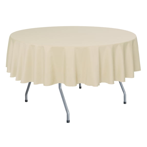 Ultimate Textile (2 Pack) 60-Inch Round Polyester Linen Tablecloth - for Wedding, Restaurant or Banquet use, Tan Beige