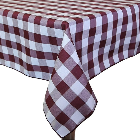 Ultimate Textile (2 Pack) 60 x 120-Inch Rectangular Polyester Gingham Checkered Tablecloth - for Picnic, Outdoor or Indoor Party use, Burgundy and White